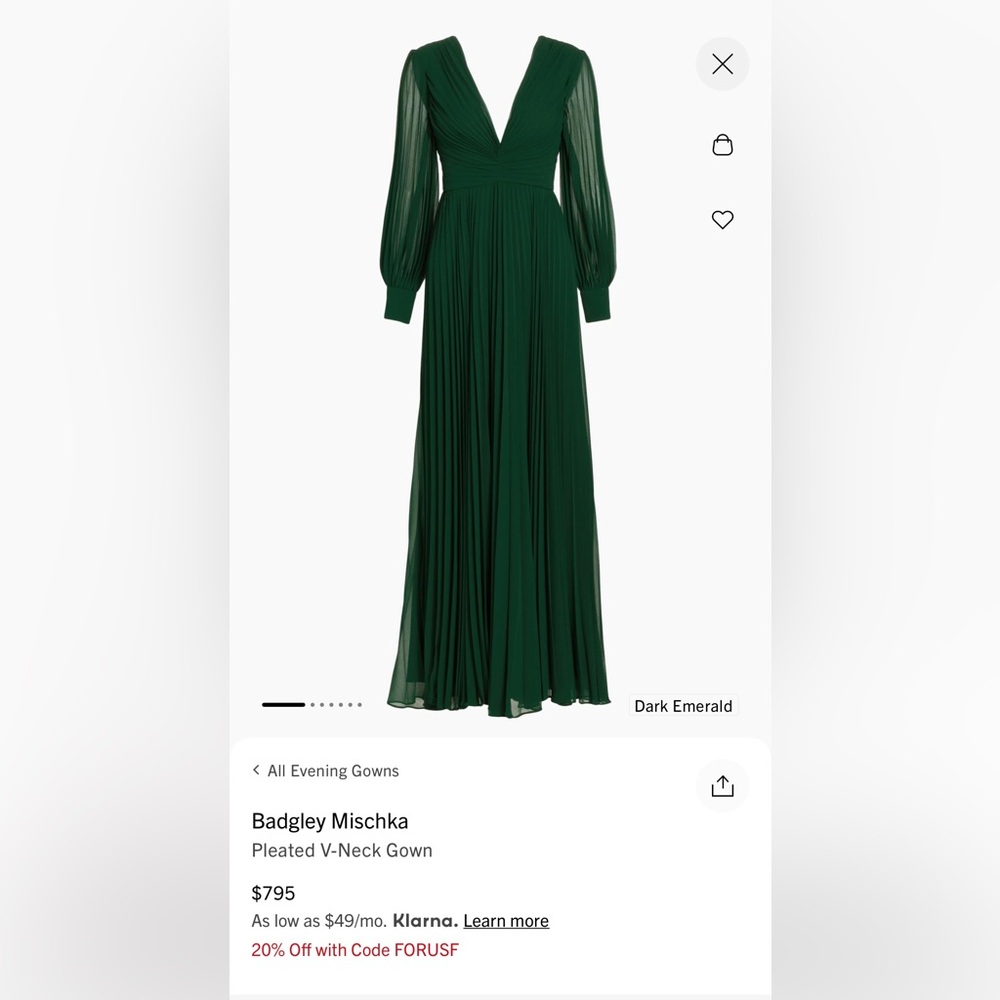Badgley Mischka Elegant Dark Emerald Evening Gown size 16